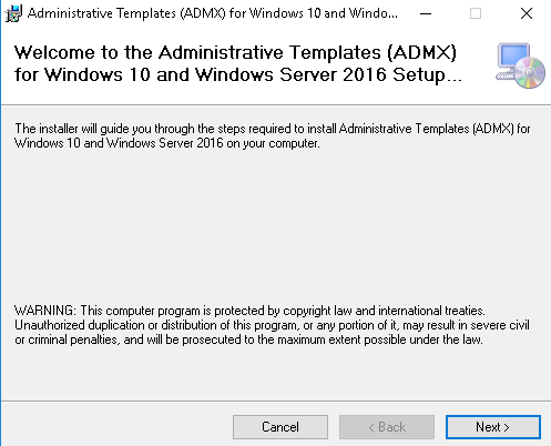 Windows 10 / Server 2016 ADMX